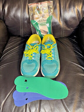 Orthofeet Relay Women's Athletic Shoes Blue & Yellow US 8 Wide